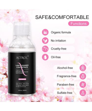 Eyelash Cleanser Concentrate Cherry Blossoms 200ml Professional Lash Extensions Shampoo Natural Foaming Cleanser DIY Paraben & Sulfate Free Non-lrritating Wash for Extensions Lashes with Salon Home Care-Makes 60ml Bottles Cherry Blossom 200ml - Buy Online on SooperMarket.com