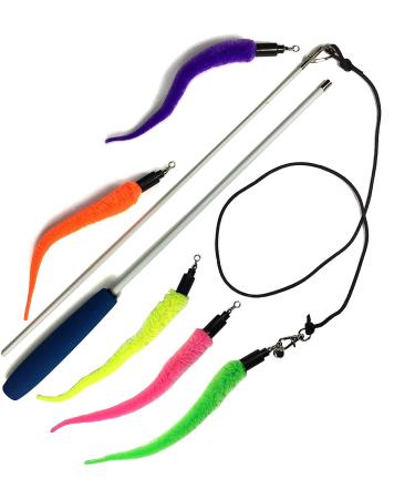Pet Fit For Life 5 Piece Worms Teaser and Exerciser for Cat and Kitten - Cat Toy Interactive Cat Wand