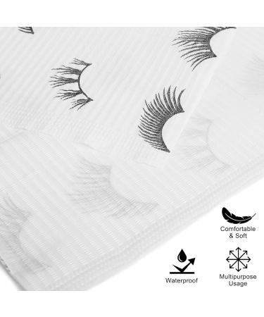 PRASNE Lashing Dental Bibs Disposable 125 Pack + Lash Pillow Cover | White 3-Ply Towels | Waterproof Towels 13 x 18 | Black Eyelash Printed - Buy Online on SooperMarket.com