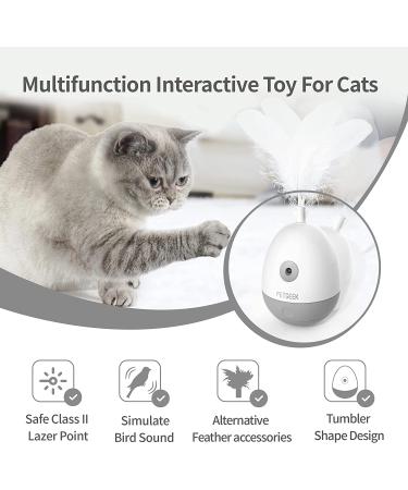 PETGEEK Laser Pointer Cat Toy - Interactive Kitten Toy with Bird Squeaky - Automatic Rotating Cat Laser Pointer - Indoor Cat Toys Gray - Buy Online on SooperMarket.com