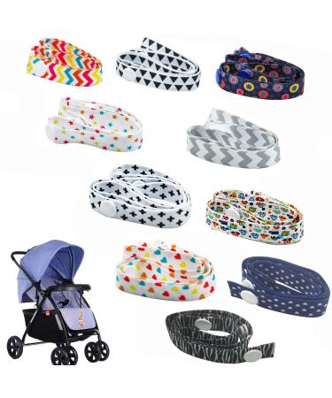 Toy Strap Holder 10pcs Adjustable Stroller Strap Anti-Drop Bottle Clip Belt Holder Cartoon Pattern