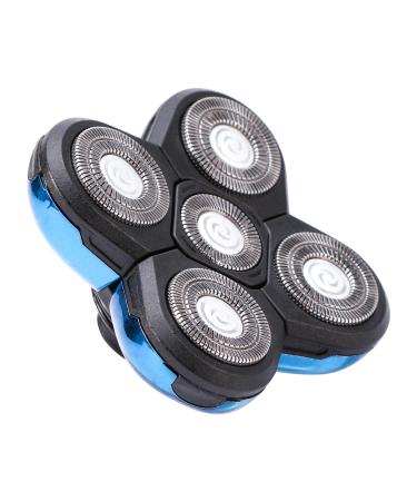 Pilarmuture 5 Head Shaver Heads Shaver Blade Heads Shaver Replacement Heads Easy Install Electric Razor Shaver Head for Head and Face Shaver Blade Heads Replacement for Bald Men Blue