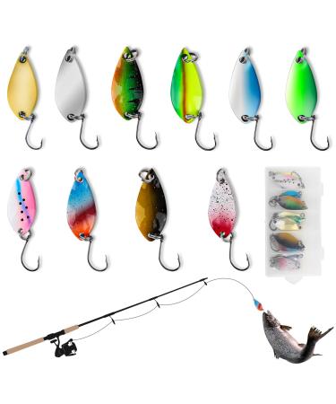 Spoon trout bait set trout bait 5g 3.5g 2.5g trout spoon set 10 pieces of single hook trout fishing bait spoon with box for trout perch fishing fishing excursions spoon style