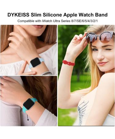 DYKEISS Sport Slim Silicone Band Compatible for Apple Watch Band 38mm 42mm 40mm 44mm 41mm 45mm 49mm  Thin Soft Narrow Replacement Strap Wristband for iWatch Ultra Series 8/7/SE/6/5/4/3/2/1 Women Men Milk Tea 38/40/41mm - Buy Online on SooperMarket.com