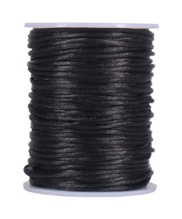 Tenn Well 2mm Satin Cord, 295 Feet Black Silky Rattail Nylon Cord for Jewelry Making, Macrame Bracelets, Necklaces, Beading, Arts and Crafts Black 2mm