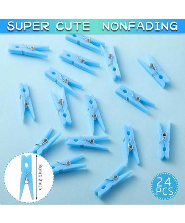 48 Pieces Baby Shower Decorations 24 Plastic Pacifiers and 24 Mini Clothes Pins Transparent Baby Showers Pacifiers Necklace Baby Girl Boy Pacifier Necklace for Party Favor Plastic Clothespins (Blue) - Buy Online on SooperMarket.com