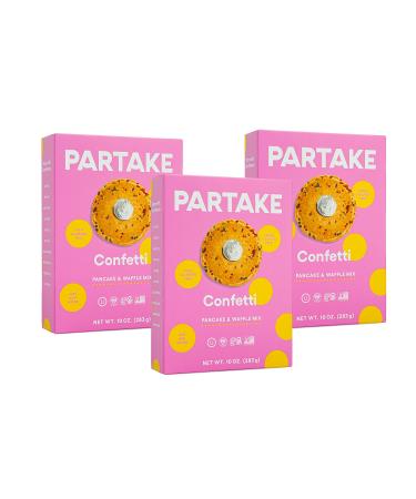 Partake Foods Vegan, Gluten Free & Allergy-Friendly Confetti Pancake & Waffle Mix | Just Add Water | Non-GMO, Kosher | Dairy Free, Nut Free, Egg Free, Wheat Free, Soy Free| 3 Packs Confetti Pancake & Waffle Mix 1 Count (Pack of 3)