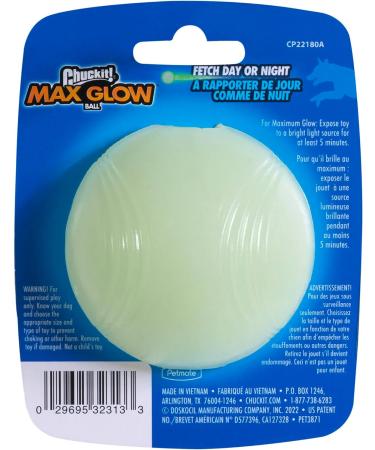 Chuckit Max Glow Ball Medium | Phosphorescent Rubber Dog Ball - Soft 6.5 cm Increases Complicity - Buy Online on SooperMarket.com
