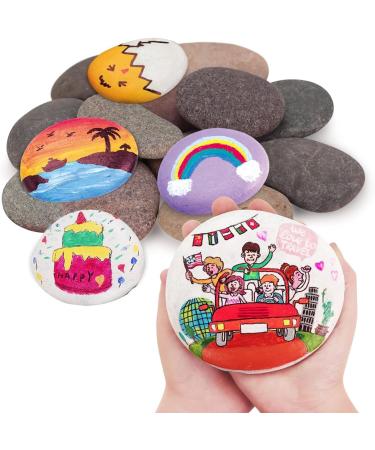 12pcs River Rocks for Painting- 3-5 inches Extra Large Rocks- Thick-Flat-Smooth Painting Rocks - Painting for DIY, Kids Crafts,Kindness Stone, Garden & Home Decor, Holiday Easter Gift