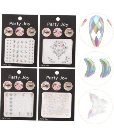 Gogogmee 4 Sheets Face Stickers Manicure Stickers Face Jewelry Gems for Hair Stickers for Nails Flat Back Embellishments Makeup Rhinestones for Eyes Eye Rhinestones Makeup Nail Gems Resin - Buy Online on SooperMarket.com