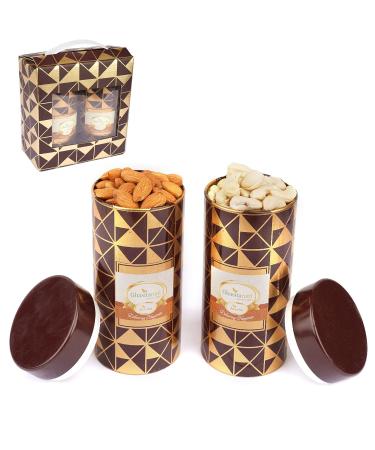 Jaiccha Ghasitaram Dryfruits Hamper-Box 2 Tin Jars of Cashews and Almonds |Gift for Diwali Holi Rakhi Valentine Christmas Birthday Anniversary Her Him|