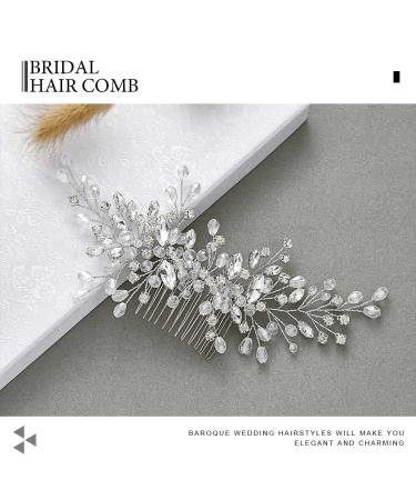 Catery Rhinestone Bridal Hair Comb - Silver Wedding Hair Piece for Women and Girls - Buy Online on SooperMarket.com