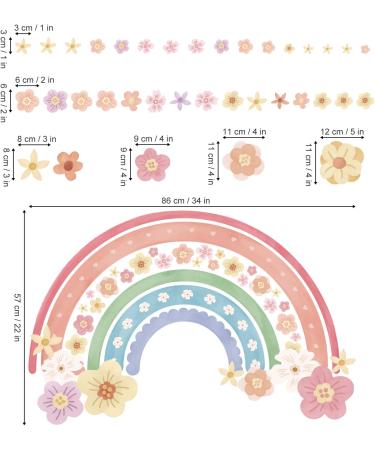 Wondever Large Rainbow Wall Decals - Colorful Boho Flower Peel and Stick Art Stickers for Girls Bedroom, Kids Room, Baby Nursery - Buy Online on SooperMarket.com