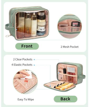 CUBETASTIC Makeup Bag  Portable Small Cosmetic with Handle Cute Clear Pouch with Makeup Brush - Green - Buy Online on SooperMarket.com