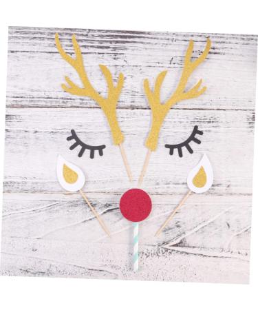 Didiseaon 10 Sets Glitter Outfit Cocktail Garnish Birthday Cake Topper Christmas Reindeer Cupcake Topper Christmas Toppers Antler Flash Plug-in Baking Paper Insert Card Child Top Hat - Buy Online on SooperMarket.com