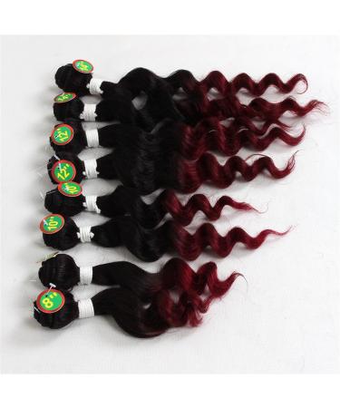 Loose Wave Hair Extensions - 8 Bundle Brazilian Human Hair Ombre Burgundy (8 10 12 14 Inch) - Buy Online on SooperMarket.com