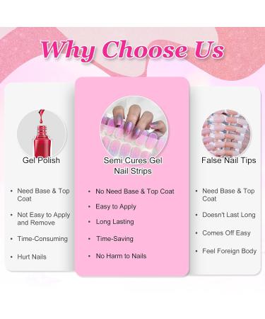 CBOIC 22-Piece Half-Hardened Gel Nail Polish Stickers - Aurora French UV Gel Strips Long-Lasting Self-Adhesive Nail Wraps for Fingers & Toes - Buy Online on SooperMarket.com