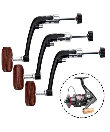 Lixada 3PCS Fishing Reel Power Handle Grip Rotary Fishing Spinning Reel Handle Foldable Non-Slip Fishing Reel Grip Wooden Knob for Reel Replacement Grip Parts