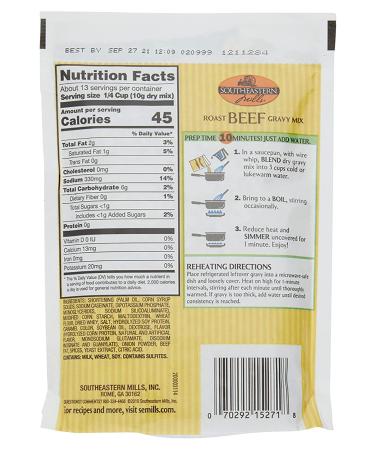 Southeastern Mills Roast Beef Gravy Mix - Custom Blend of Spices & Seasonings - Makes 3 Cups - Just Add Water - 4.5oz (Pack of 4) - Buy Online on SooperMarket.com