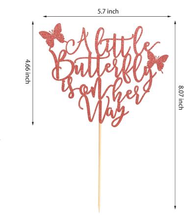 Arthsdite A Little Butterfly Is On Her Way Cake Topper - Pregnancy Announcement Gender Reveal Baby Shower Newborn Welcome Butterfly Themed Party Decorations - Rose Gold Glitter - Buy Online on SooperMarket.com
