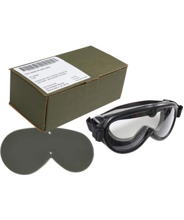 Genuine US Army GI Sun, Wind & Dust SWDG Military Goggles - Black with 2 Lenses Included (USA Made)