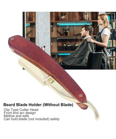 Professional Stainless Steel Manual Bartklingen Holder for Men | Hairdressing Bar Cutter Rack with Beech Handle - Buy Online on SooperMarket.com