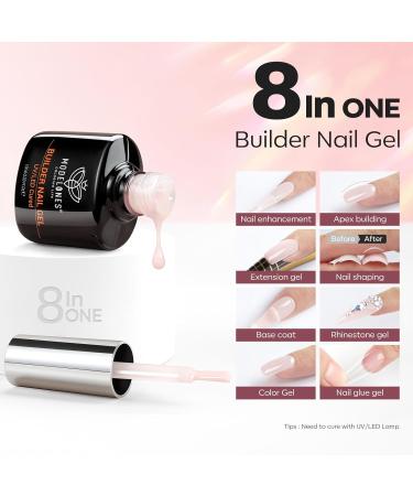 Modelones Pink Builder Gel Set - Professional Nail Primer & Dehydrator for Superior Bonding and Strength - Extension Builder Gel in a Bottle for Nail Hard Gel - Nude Pink Shade - Buy Online on SooperMarket.com