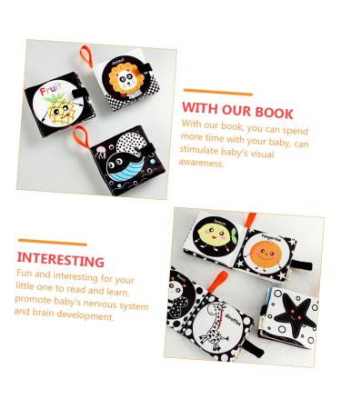 Abaodam 4-Piece Fabric Book Set | Playosmo White Toy for Toddlers | Educational Stuffed Books for Babies | Interactive Children's Toys - Buy Online on SooperMarket.com