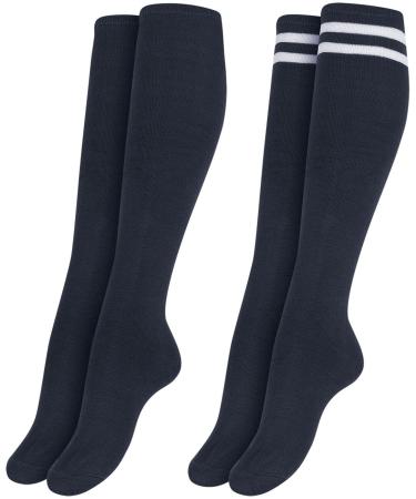 Urban Classics Women Socks College Socks 2 -Pack Knee socks for women multipack 1 times plain color + 1 times with sporty stripes available in many colors sizes 35 and 39 - 42 39-42 navy