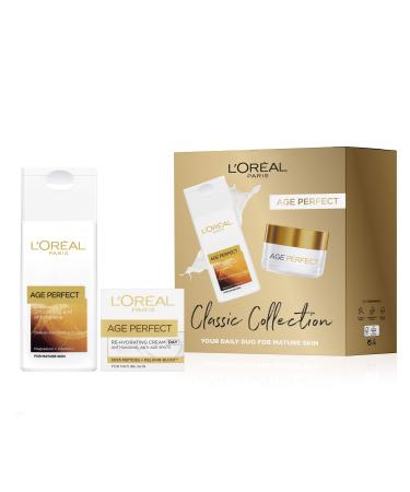 L'Oreal Paris Gift set for her by Age Perfect Cleanser & Day Cream Classic Collection Skin Care Gift Set