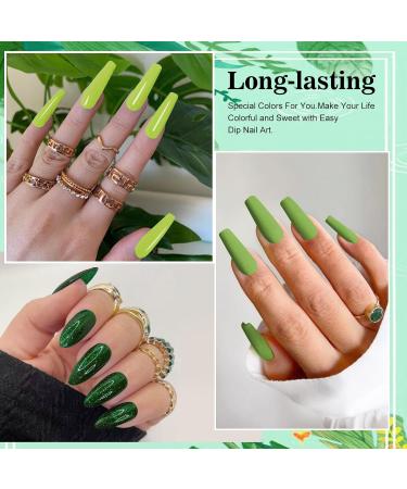 Honey Joy Dip Powder Nail Kit - 4 Colors Mint & Deep Forest Green, Dipping Powder Set - Base Top Coat for Manicure - Salon Quality DIY Nail Art - No LED Lamp Needed - Buy Online on SooperMarket.com