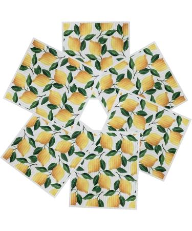 6Pcs Reusable Paper Towels Lemon Print Dish Towels for Kitchen Soft and Absorbent Dish Cloths Quick Drying Kitchen Dishcloths Dish Rags for Washing Dishes - Buy Online on SooperMarket.com