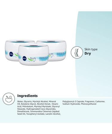 NIVEA Soft Cream 3 Pack - 6.8 Oz Jars - Refreshing Moisturizing Cream for Body, Face, and Hands - Buy Online on SooperMarket.com