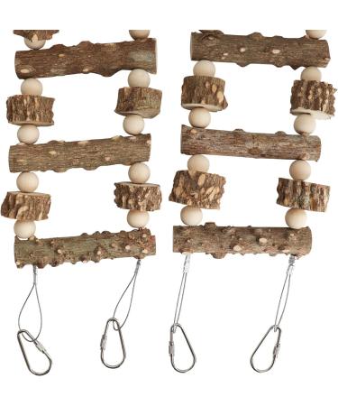 Shop Bird Parrot Ladder Bridge Toy | Natural Pepper Wood Swing & Climbing Accessories for Birds Rats & Hamsters | 18 Ladders - 51.96 x 3.93 Inches - Buy Online on SooperMarket.com