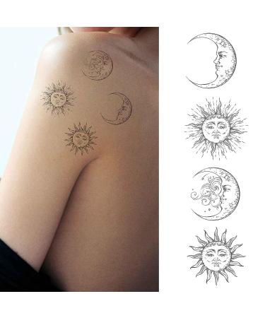 Dopetattoo Stars Temporary Tattoos - Boho Flash Design Sun Moon Antique Style - 6 Sheets for Women & Men - Buy Online on SooperMarket.com