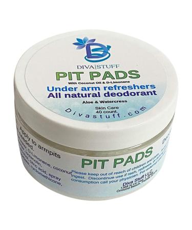All Natural Aluminum Free Deodorant Pit Pads - Watercress & Aloe Scent - 40 Pads by Diva Stuff - International Shipping Available - Buy Online on SooperMarket.com