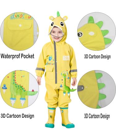Fewlby Kids Puddle Suit Rain Suit Waterproof Hooded Raincoat L Size 4-5 Years Light Yellow - Buy Online on SooperMarket.com