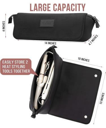 Portable Hair Tools Travel Bag & Heat Resistant Mat - Neoprene, Black | Organizer for Flat Irons, Straighteners, Curling Irons & Accessories - Buy Online on SooperMarket.com