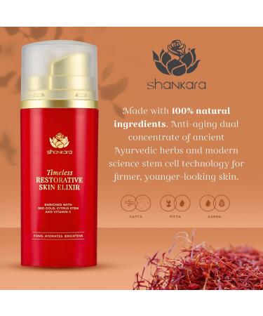 Shankara Timeless Restorative Skin Elixir - 2-in-1 Ayurvedic Anti-Aging Serum & Kumkumadi Face Oil with Red Gold Saffron Vitamin C & Sandalwood - Nourish Skin Naturally - Buy Online on SooperMarket.com