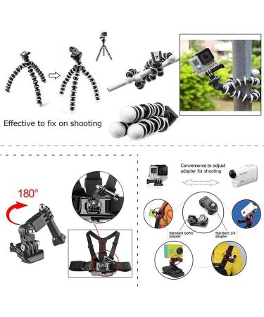 Enzemit 50-in-1 Action Camera Accessories Kit for GoPro, DJI OSMO, SJCAM - Compatible with Hero 10, 9, 8, 7, 6, 5, 4, 3, DJI OSMO Action, SJ4000/5000/6000 - Buy Online on SooperMarket.com