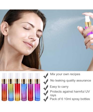 Allefum 10ml Glass Atomizer Mini Perfume Spray Bottles - Color Gradient Travel Set with 2 Transfer Pipettes - 6 Pack - Buy Online on SooperMarket.com
