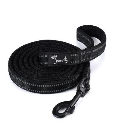 PETTOM Heavy Duty Pet Dog Basic Lead Leash 2 Meter/6.5 Ft Soft Padded Reflective Strong Thick Nylon Webbing for Puppy Small Medium Large Dogs Walking Outdoor Travel(Black) 2 Meter/6.5 Ft Black