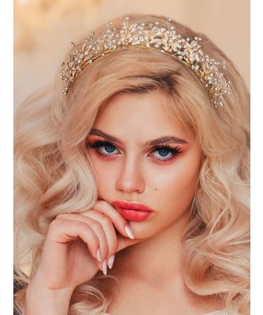 SWEETV Rhinestone Bridal Headband - Gold Wedding Tiara for Bride | Hair Accessories for Women - Buy Online on SooperMarket.com