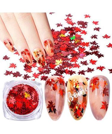 Maple Leaf Nail Art Sequins Maple Leaf Nail Glitters Stickers Autumn Nail Sequins for Nail Art 4 Colors - Buy Online on SooperMarket.com