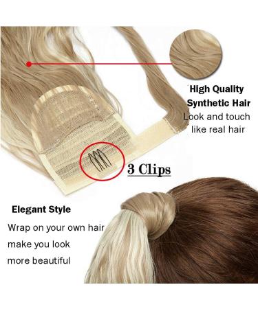 Clip in Ponytail Extension Wrap Around for Women Long Synthetic Natural Wavy Curly Hair Pony Tail Hair Extensions 17 inch Light Auburn - Buy Online on SooperMarket.com