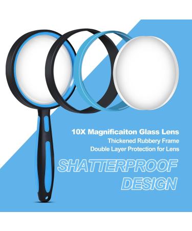 Premium 10X Magnifying Glass Large Magnifying Glass for Kids Seniors Magnifying Glasses for Close Work Loupe Magnifier for Reading 3 Inch Magnifying Lens Rubber Handle with Hole Design - Buy Online on SooperMarket.com