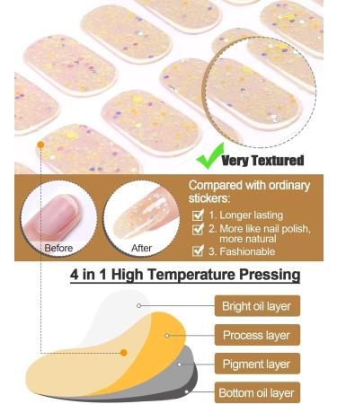 Kalolary 20PCS Luminous Glitter Gel Nail Polish Strips - Glow in the Dark Adhesive Full Wrap Stickers with Nail File - Cream White - Buy Online on SooperMarket.com