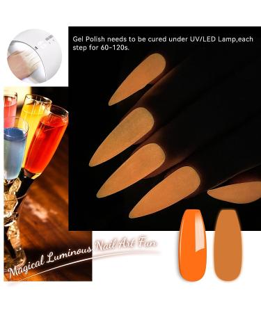 YTD Likomey Glow in the Dark Gel Nail Polish 15ml Neon Orange - Luminous UV Manicure Gel for Fluorescent Bright Nails | 0.50 Fl Oz - Buy Online on SooperMarket.com