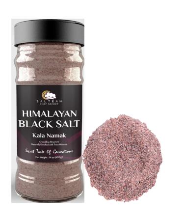 Himalayan Black Salt FINE 400GRAM/DUAL FLIP/Kala NAMAK /SALTEAN Chef Secret/Perfect for Tofu Indian Food Seasoning Spice Cooking Salad Chat Vegan Friendly+84 Minerals