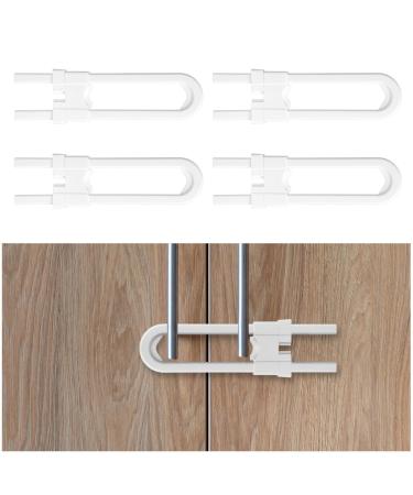 Vicloon Sliding Cabinet Locks 4 PCS Child Proof Cabinet Cupboard Lock Latch U-Shaped Proofing Drawers Safety Child Locks Adjustable Easy Install Without Drilling or Adhesive 4 Pcs Cabinet Locks